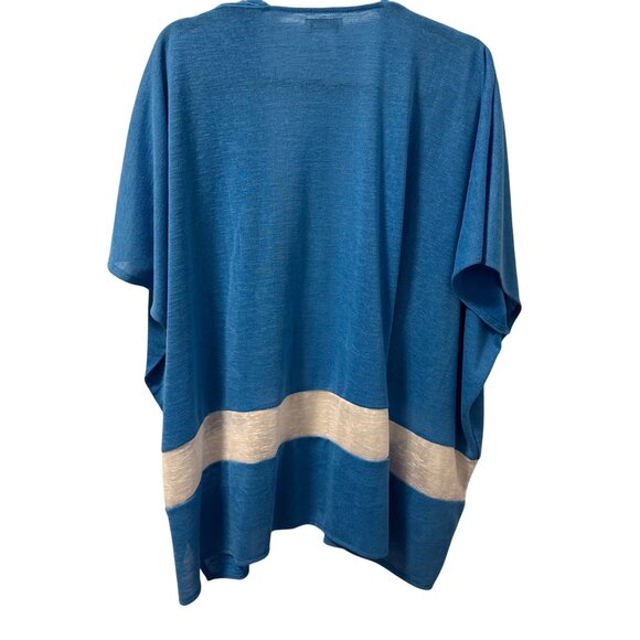 Tashon Open Front Blue & White Kimono Cardigan One Sz Open front cardigan - Picture 10 of 12